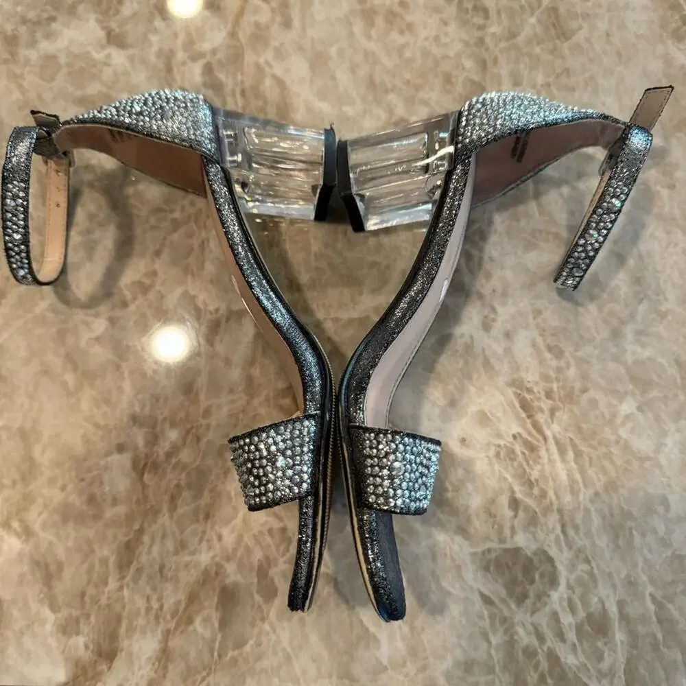 Steve Madden Kids Rhinestone Ankle Strap Heeled Sandals size 2 kids